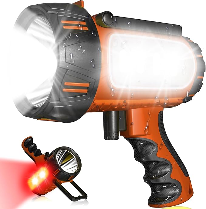 2026 New Super Bright Rechargeable Spotlight 3000,000 Lumen Flashlight Handheld Spotlight,10000mAh Spot Light Outdoor Runtime 72+ Hrs,Flashlight Searchlight Flood Camping Hunting Boating with Tripod