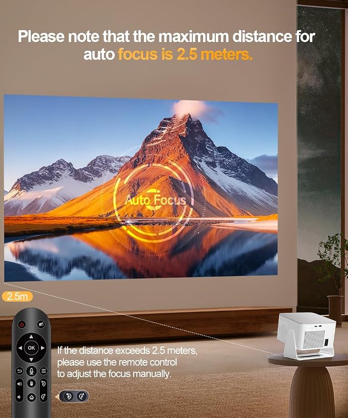 Smart Projector with 4K 8K Support, Mini Projector with Wifi6 and Bluetooth5.4, 600 ANSI, Auto Focus & Obstacle Avoidance 1080P Portable Movie Proyector for Home Outdoor, Magcubic HY350Max