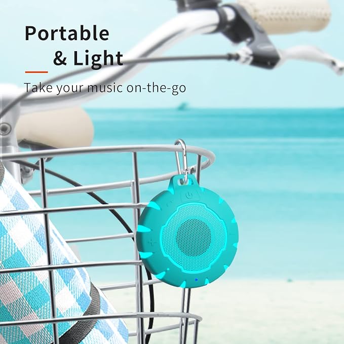 HEYSONG Bluetooth Waterproof Speaker, Shower Speaker with HD Sound, LED Light, Floating, Lightweight Portable Speakers for Travel, Pool, Beach, Kayak, Gifts for Girl