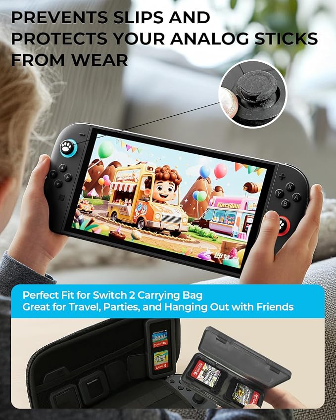 Accessories Bundle for Nintendo Switch 2, 12-in-1: Travel Carrying Case, Two Glass Screen Protectors, Thumb Grips for Joycon, Dockable Controller Console Protective Cover Shell, 2025 Switch2 Game Kit