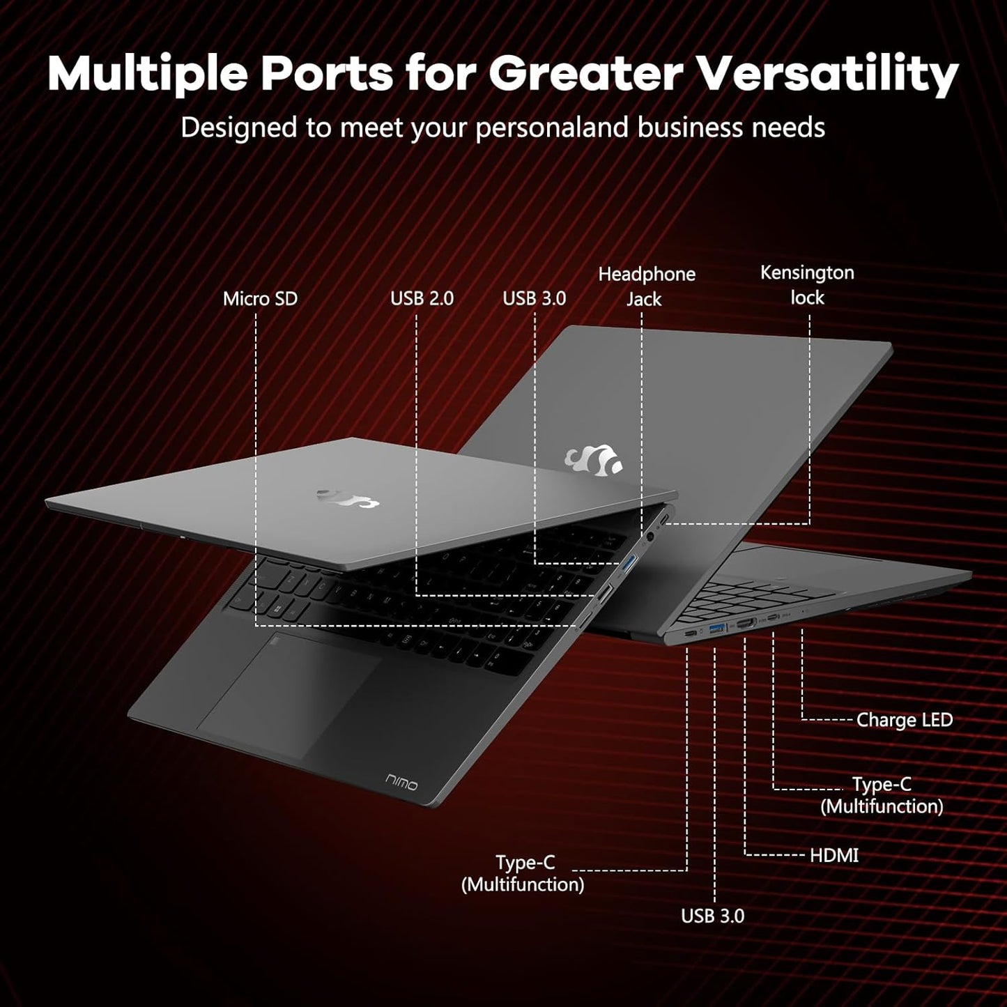 NIMO 15.6" IPS FHD-Gaming-Laptop, AMD Ryzen 5 6600H 6-Cores 660M GPU 32GB DDR5 RAM 1TB SSD(Beat i7-1165G7, Up to 4.5GHz) Computer with 100W GaN Type C Fingerprint Backlit Keyboard Win 11