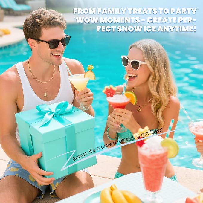 NEWTRY Snowflake Ice Machine 280W Shaved Ice Machine Automatic Snow Cone Maker Air Cooling Efficient Ice Crushing for Party Bar Home 110V (Black)