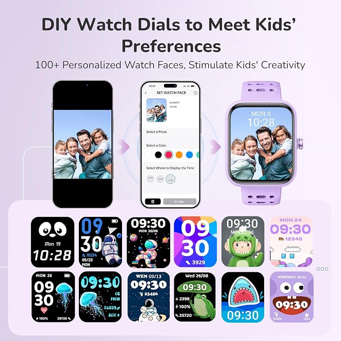 ENOMIR Smart Watch for Kids Girls Boys, Kids Smart Watch with Health Monitor, Activities Track & Pedometer, Long-Lasting Digital Watches with Puzzle Games & Clock Reminders, Gifts for Child-Purple