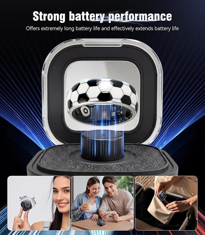 Smart Ring & Wireless Charging Case【Pro Athlete Grade – Precision Sports Tracking】2026 World Tournament Soccer Fan Smart Ring for Women & Men, Fitness Wearable Device for Training & Sleep Tracking 8#