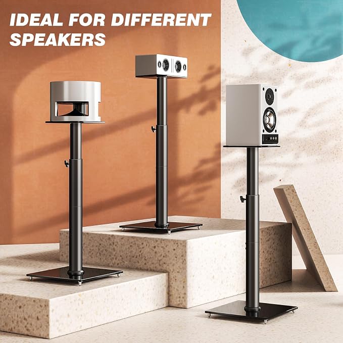 5Rcom Universal Speaker Stands for Surround Sound with 360° Swivel,Height Adjustable Bookshelf Speakers Stand from 32" to 43" with Cable Management, Speaker Stands Pair with Nonslip Pad Easy Install