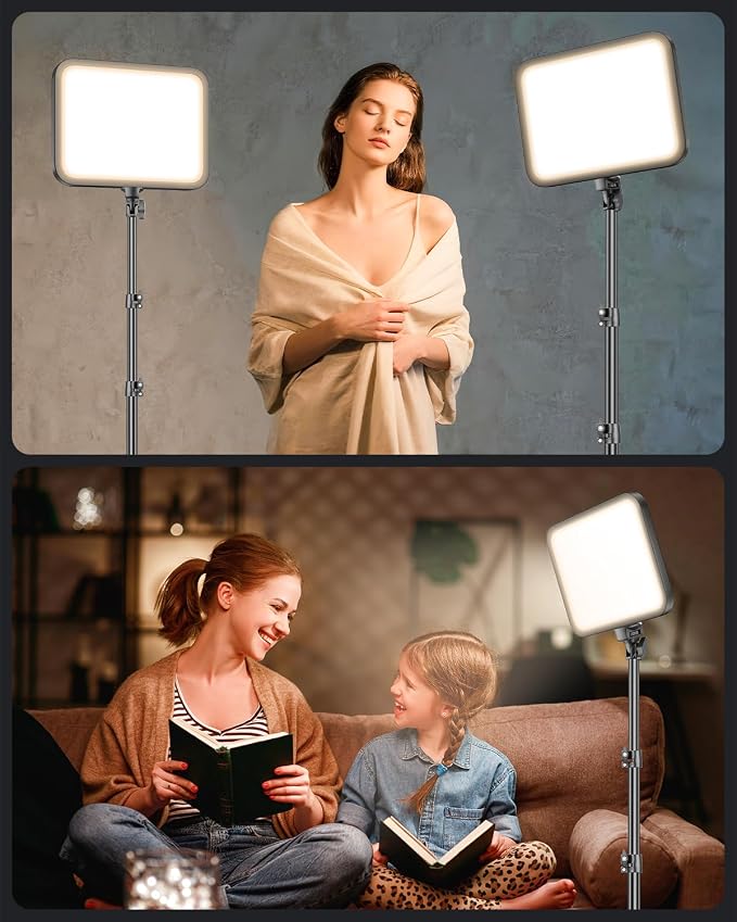 Torjim 11 Inch Video Light Kit for Creators-24W High Brightness Studio Lights with Tripod Stand & Phone Holder & Remote, Adjustable Photography Lighting for Clearer YouTube Streaming Home Studio