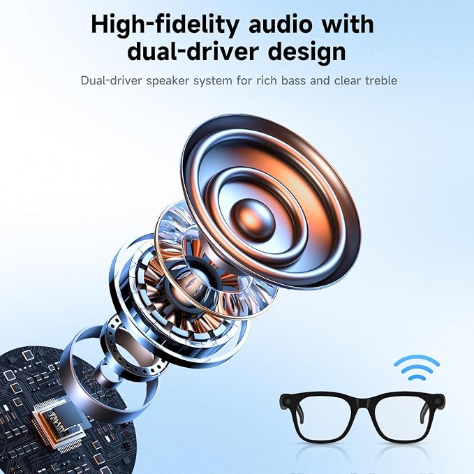 AI Smart Glasses with Camera,AI Voice Assistant,8MP/1080P HD Video & Audio Recording Camera, Real-Time Voice Translation, Bluetooth Connectivity, Photochromic Sunglass Lenses for Men & Women