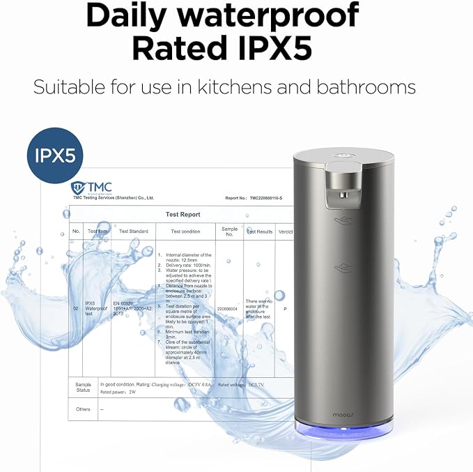 Mooas Visual Waterproof Shower Clock & Automatic Soap Dispenser Touchless Motion Hand Soap Dispenser for Kichen & Bathroom