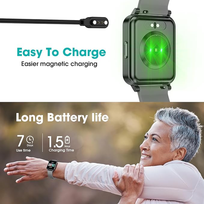 Pedometer Watch Senior Friendly No App/Phone Required, Step Counter | User-Friendly Design, IP68 Waterproof Fitness Tracker, Calories Sleep Tracker, Heart Rate and Sleep Monitor, Stopwatch