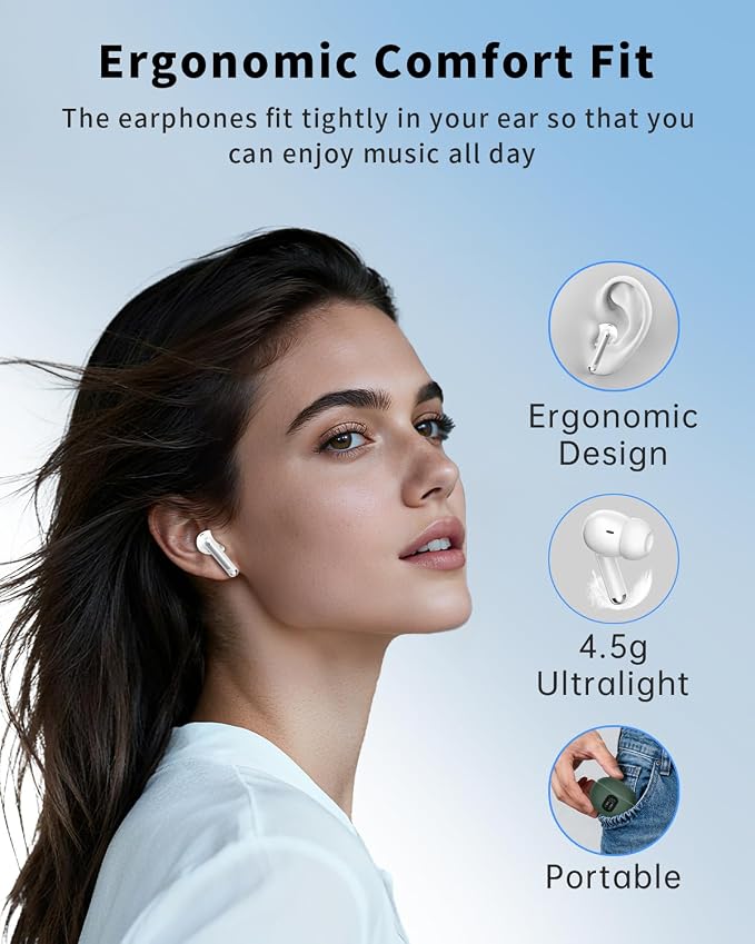 XIAOWTEK Wireless Earbuds, 2026 Bluetooth 5.4 Headphones Bass Stereo Ear Buds with Noise Cancelling Mic, LED Display in Ear Earphones 50H Playtime Ear Buds, IP7 Waterproof for Laptop Pad Phones Green