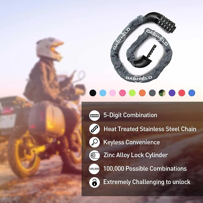 Bike Chain Lock Security 5 Digit Resettable Combination, 38.6 inches Heavy Duty Anti Theft Lock Chain for Bicycle, Motocycle, Scooter, Gate, Fence (Gray, 3.2ft)