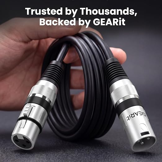 GEARit XLR Cables 3ft 6 Pack Multi Colors, XLR Male to Female Microphone Cable, Balanced Shielded Mic Cable with Copper Conductors for Recording Studio, Podcast, Stage Audio & Live Sound