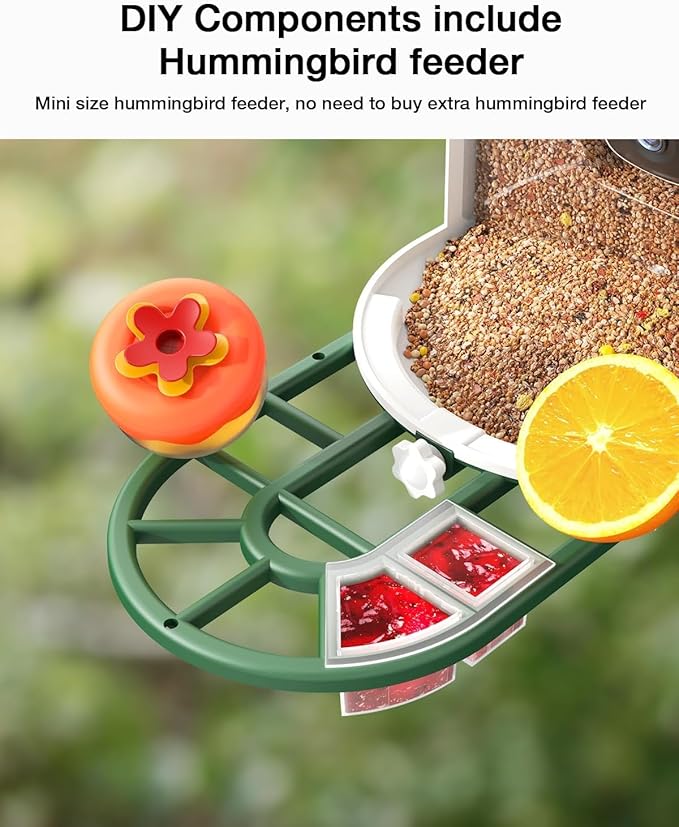 HARYMOR Bird Feeder with Camera Solar Powered-2K Live Feed, Smart AI Identify Birds, 2L Food Capacity, Auto Captured Bird Video, Real-time Arrived Alerts, Mini Hummingbird Feeder for Outdoor Backyard