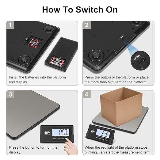 QP Shipping Scale, 440 lb/0.35 oz High Accuracy Digital Postal Scale, Postage Scale, Wireless LCD Display, Hold/Tare Function, Lightweight Scale for Packages/Luggage/Pet, Battery & AC Adapter Included