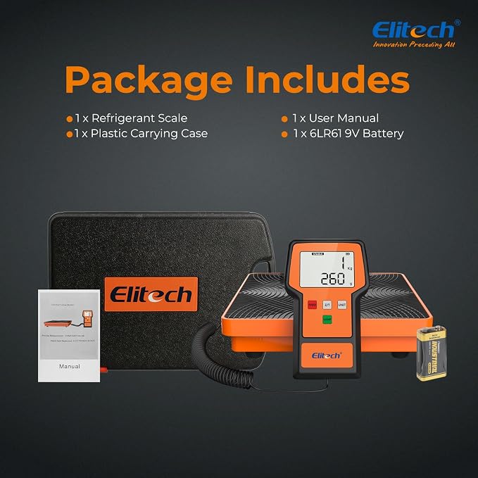 Elitech LMC-100A+ 220Lbs Refrigerant Scale Electronic Freon Charging Recovery Weight Scale for HVAC with Case