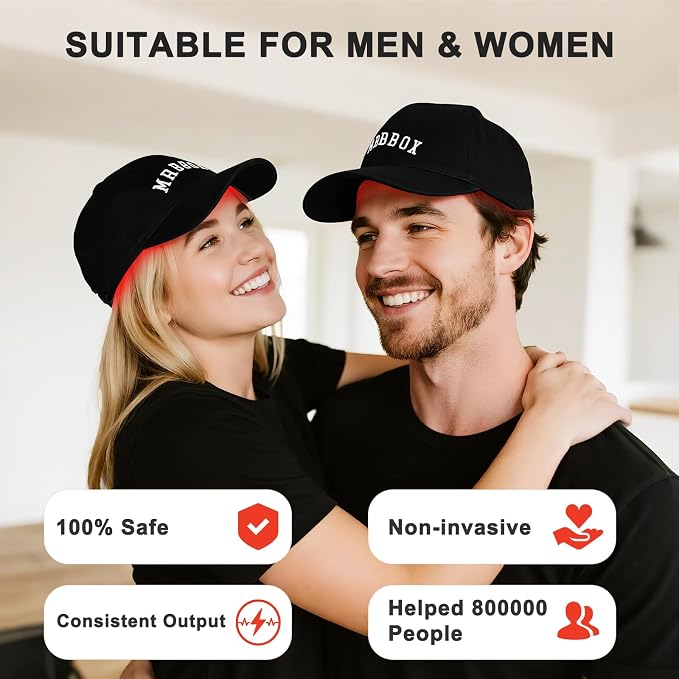 Red Light Hair Growth Cap, 528 Total Light Emitters, Red Light Therapy for Hair,At-Home Scalp Care for Men & Women,Gift Idea,Adjustable Comfort Disgn,Black Cap