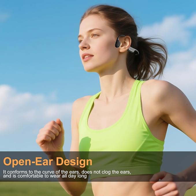 IP68 Waterproof Swimming Headphones, Bone Conduction Bluetooth 6.0 Headphones, Built-in 32GB MP3 Player, Soft Lightweight Open-Ear Design for Swimming Marathons Showers Cycling(Black