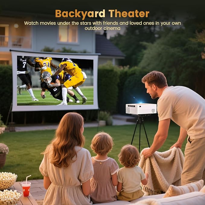 Projector with WiFi and Bluetooth, Native Full HD 1080P Bluetooth Mini Projector,8K Support,Video Projector for Home Theater, Compatible with Smartphone, HDMI, USB, AV, Fire Stick, PS5