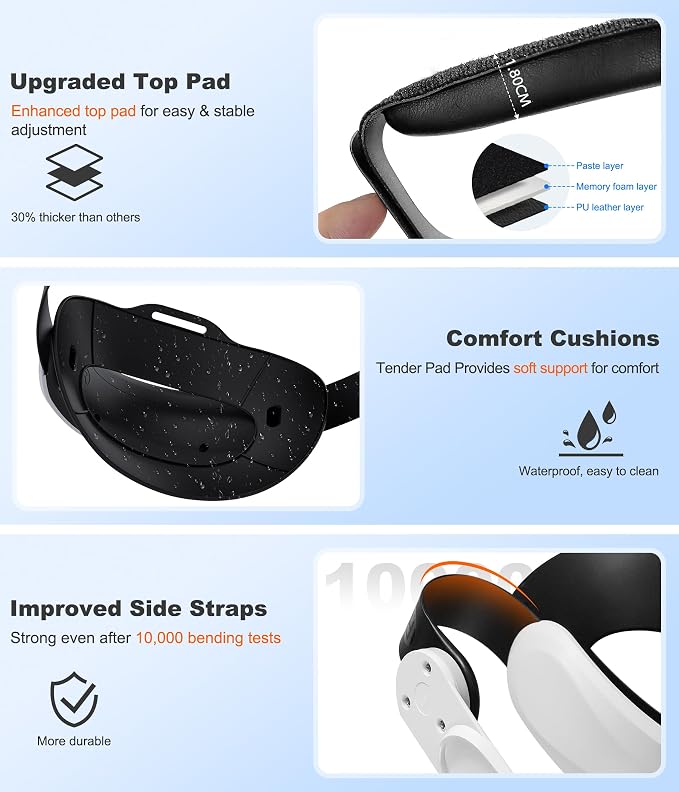 Head Strap for Meta Quest 3S/Quest 3/Quest 2 – Adjustable Lightweight VR Headset Strap with Enhanced Support, Elite Strap Replacement for Comfortable and Stable VR Gaming Experience