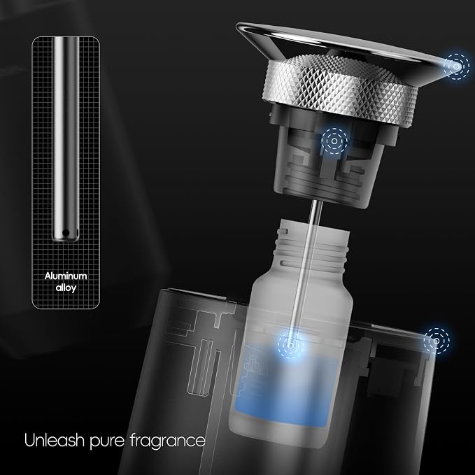 Smart Car Air Freshener Diffuser - Included Luxury Hotel Quality Aroma Oil with Rechargeable Waterless Essential Diffuser, Auto On/Off Adjustable Concentration Scent Machine(i400B)