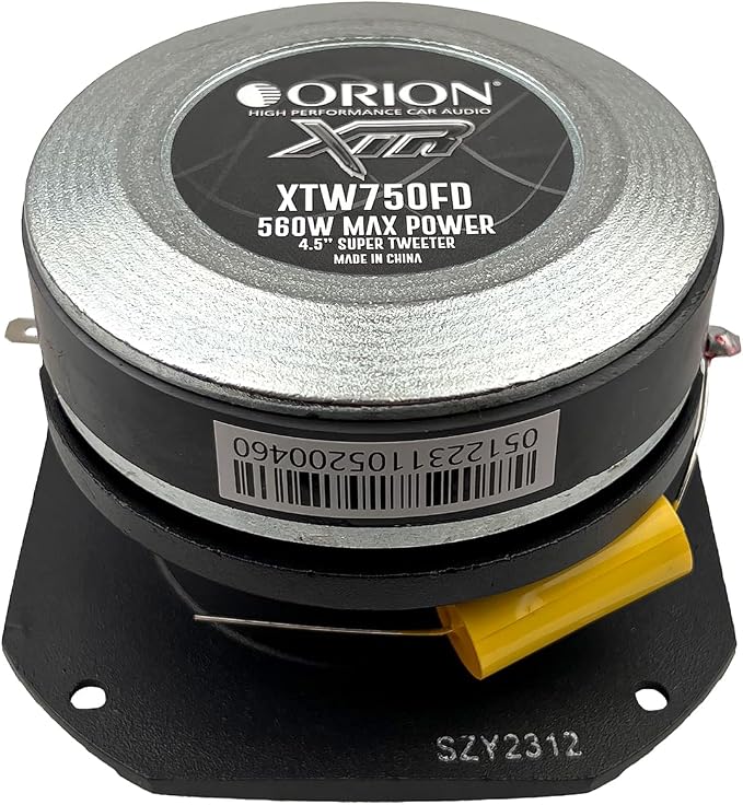 ORION XTR Series XTW750FD 4.5” Big Motor Super Tweeter | Aluminum Diaphragm, 1.75” Voice Coil, 140W RMS, 560W Max, Built-in Crossover - High Performance, Pro Car Audio Tweeter (Single)