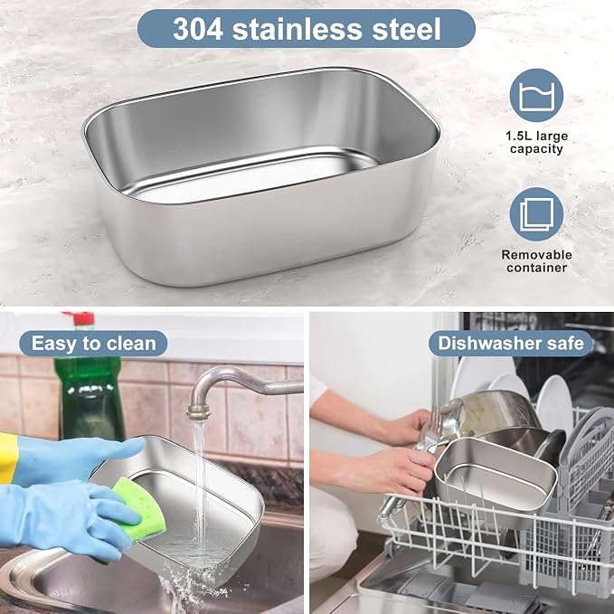 Electric Heated Lunch Box for Men/Women Home 80W Portable Food Warmer with 12V/24V/110V/220V Stainless Steel Leakproof Container for Work Travel Jobsite Camping Gifts Fathers Day for Dad Husband Men