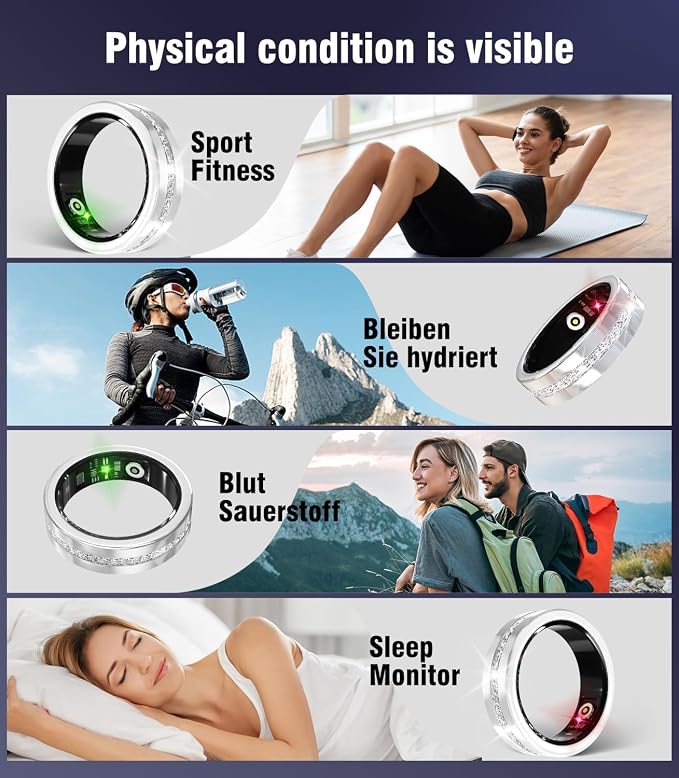 10 Gen Diamond Smart Ring and Wireless Charging Case【Industry Ranking No.1 – 0 Measurement Error】 2026 Smart Ring for Women & Men for Sleep Tracking Wearable Device,Fitness Ring【Slive 9#】