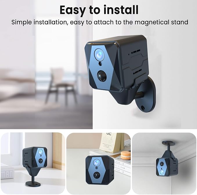 vebiliki Spy Camera, 4K Hidden Camera, Mini Camera, Real-Time Recording, AI Motion Detection, Support Cloud & TF Storage, Auto Night Vision, WiFi Cameras for Home Security, 2.4G WiFi Only