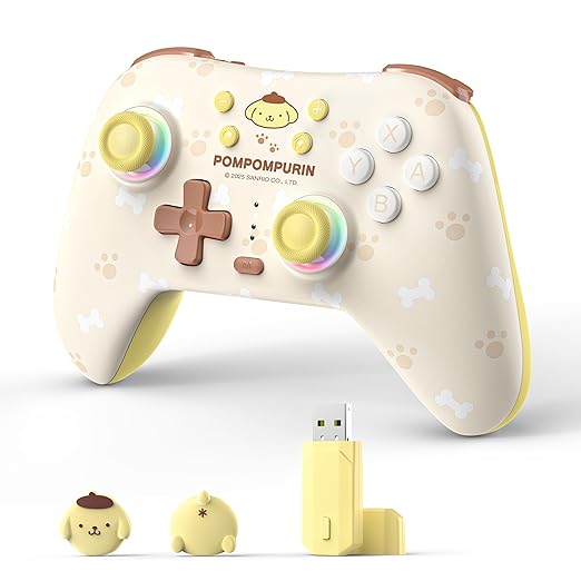 Kuitmor Yellow Switch Controller,Yellow Dog Hall Effect Controllers Wireless for Switch 2/1/OLED/Lite,PC,Android,iOS, Bluetooth + Wired + 2.4G Receiver (Sold Separately),1000mAh Battery,6-Axis Gyro,Dual Vibration,RGB Breathing Light