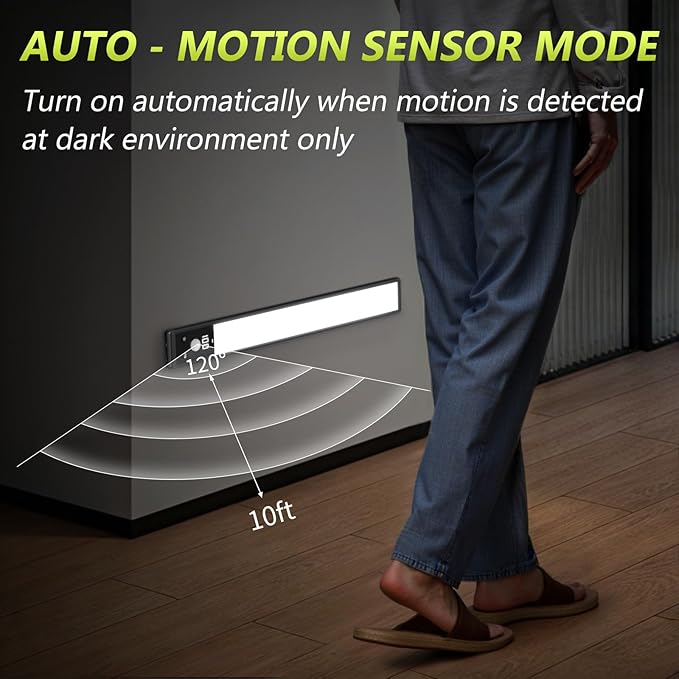 Mpotmiy 6 Pack 12" Rechargeable Motion Sensor Under Cabinet Lights with Digital Display, 2200mAh, 3 Color Temperatures, Magnetic Dimmable Closet Lights for Kitchen