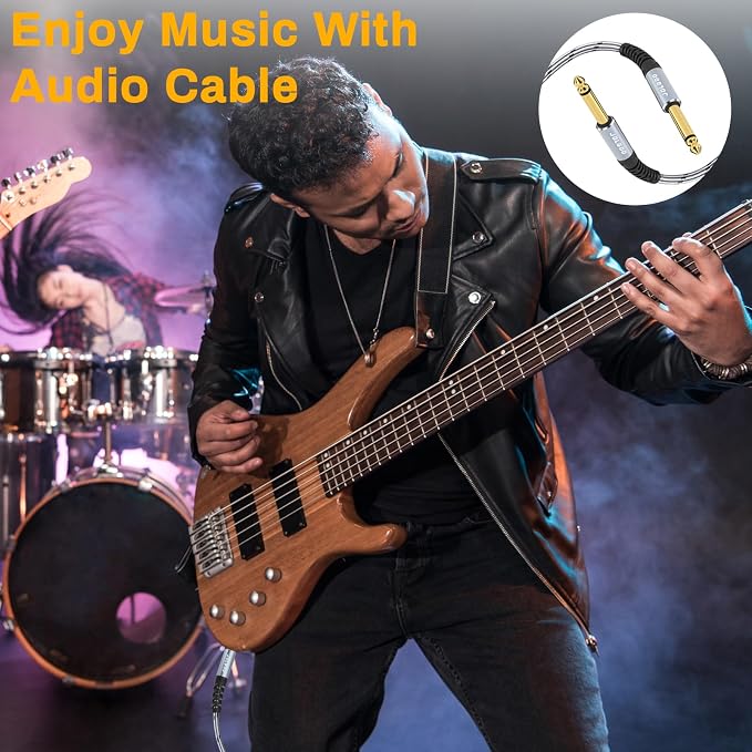 JOLGOO 1/4 Inch Guitar Instrument Cable 20 FT 2-Pack, 1/4 inch TS Guitar Cable, Quarter inch Cable, for Electric Guitar, Bass, Keyboard, Mixer, Amplifier, Speaker, Electric Mandolin