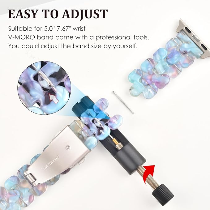 V-MORO Resin Band Compatible with Apple Watch 46mm/45mm/44mm/42mm Women Fashion Dressy Strap Bracelet lightweight Wristband for iWatch Bands Series 11 10 9 8 7 6 5 4 3 2 1 SE2/3(Purplish Blue)