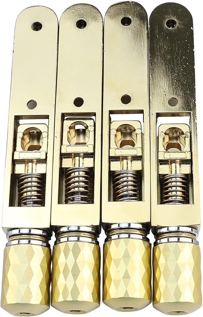 Pack of 4 Individual Single Tubular Fixed Bridge 4 String Electric Bass Bridge for Headless 4-string Bass Replacement Parts Gold