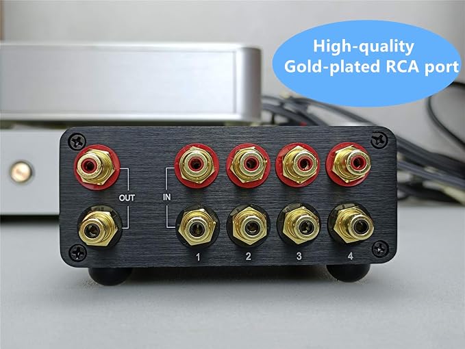 RCA Switch Stereo 4 in 1 Out Audio Signal Source Switcher HiFi Input Selector Splitter Box S1