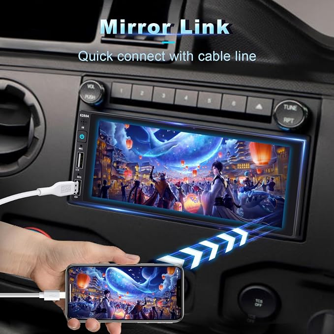 Wireless Single Din Car Stereo with Apple Carplay,IPS Touch Screen Car Radio with Bluetooth,Backup Camera,FM/AM Car Radio,Car Play Android Auto,AUXTF,Type-C,USB