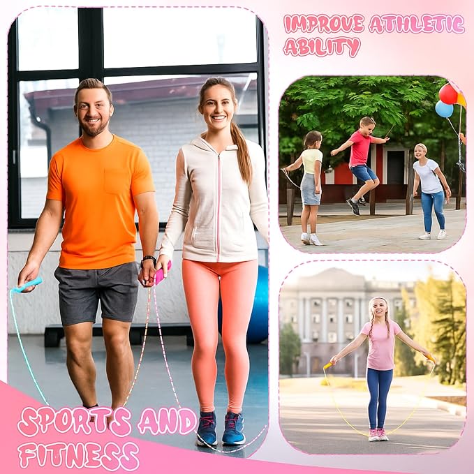 Aoriher 80 Pcs Jump Rope Bulk 7.22 ft Adjustable Stripe Skipping Rope Outdoor Exercise Fitness Equipment for Playground Activities Set, 4 Colors