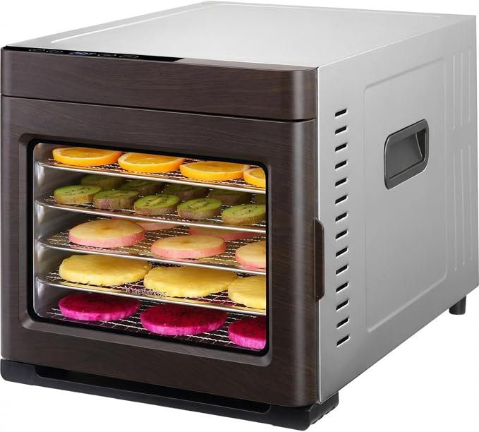 Large Food Dehydrator, 700W, with Large 6 Trays (6.5 ft²) Drying Space, High-efficiency Drying, Digital Temp 86–167°F & 48H Timer, Dishwasher-Safe 304 Trays, Easy to Use for Jerky, Fruit, Herbs