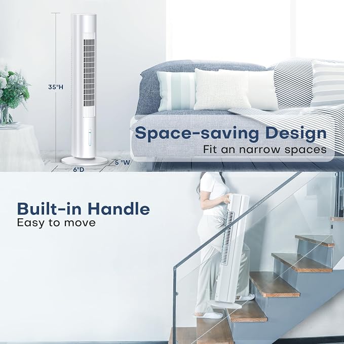 Windowless Air Conditioner Portable, 3 Speeds, 1.2L Water Tank, 3 Ice Packs, 20ft Remote, 7H Timer, No Hose No Window Needed,70ยฐ Oscillating Portable AC Unit for Room