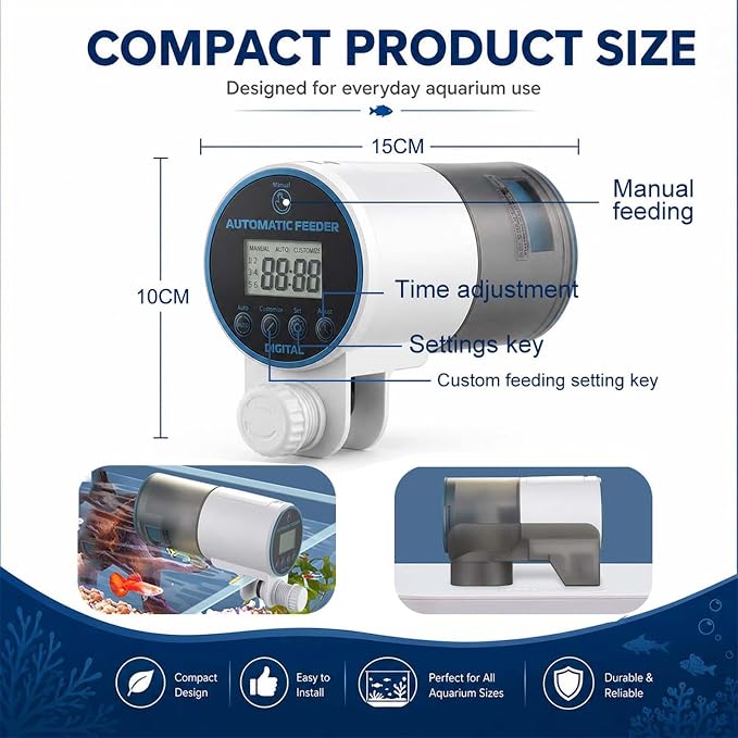Automatic Fish Feeder, WiFi Camera with app,with Camera and Timer, Automatic Fish Feeder for Aquarium,Vacation Feeder with 230ml Large Capacity and USB Cable for Turtle Betta Koi Tank