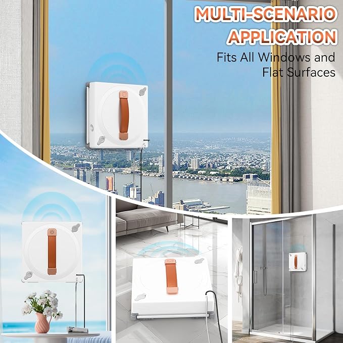MIXILIN Window Cleaning Robot, 3000Pa Auto Windоw Cleaner Robot with Intelligent Path Planning & Edge Detection, Anti-Drop Prоtection, Dual Spray, Cleaner Tool for Tiles Railing Glass