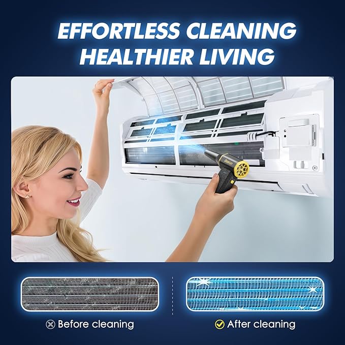 Electric Air Duster - 110,000 RPM Compressed Air Duster, 120W Cordless Air Blower for Computer Keyboard,House, Outdoor & Car, 3-Speed Rechargeable Mini Turbo Fan, Type-C Fast Charge (X113)