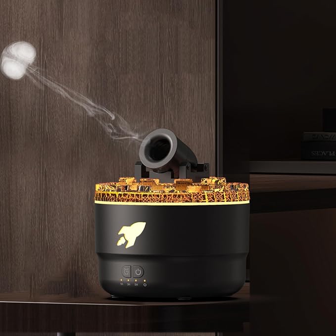 Aromatherapy Diffuser Humidifiers, Volcano Turret Creative Smoke Rings Humidifiers with Color LED Light, Ultra Quiet Cool Mist Essential Oil Diffuser for Bedroom Home Office