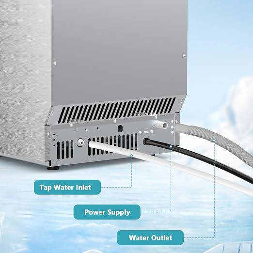 Commercial Ice Maker Machine, 80Lbs/24H Under Counter Ice Maker, Freestanding with Ice Thickness Control & Stainless Steel, 36 Cubes in 15 Mins, 28Lbs Storage Capacity, for Home, Bar, Cafe, Offices