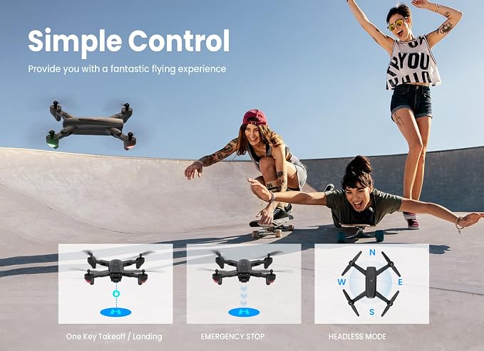 UranHub Drone with Camera 4K UHD for Adults, GPS Foldable FPV RC Quadcopte for Beginners with 2 Batteries, Auto Return, Follow Me, Gesture Control, Point of Interest, Waypoints, Black