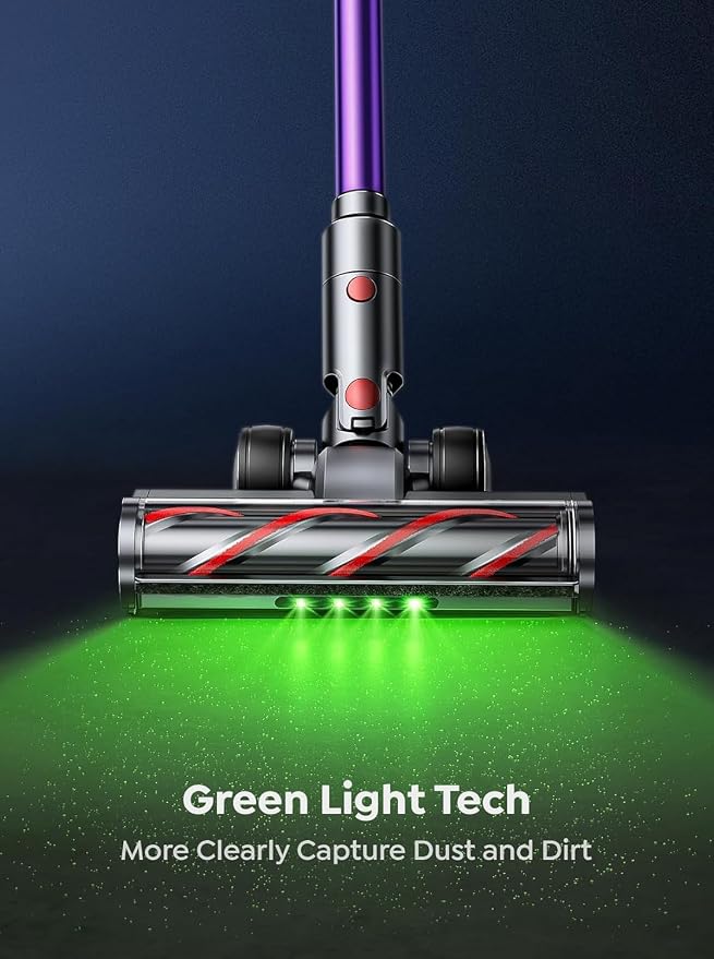 Cordless Vacuum Cleaner, 650W 55KPA 70Mins Vacuum Cleaners for Home, Stick Vacuum with Wall Mount Charging, Auto Mode, LED Touchscreen, 1.8L Dust Cup, Handheld Vacuum for Pet Hair/Carpet/Floor