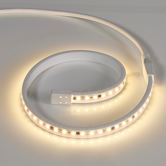 Maxxima 24 in. Hardwired LED Under Cabinet Strip Light, 920 Lumens, 3000K Warm White, Kitchen and Living Room 120V White Cove Lighting, No Power Supply Needed