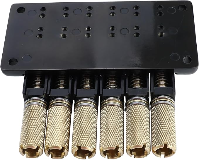10.5mm Headless Electric Guitar Bridge Black Headless Bass Guitar Bridge Brass Saddles Zinc Alloy Plate Electric Guitar Bridge 6 String Headless Guitar Bridge Fixed