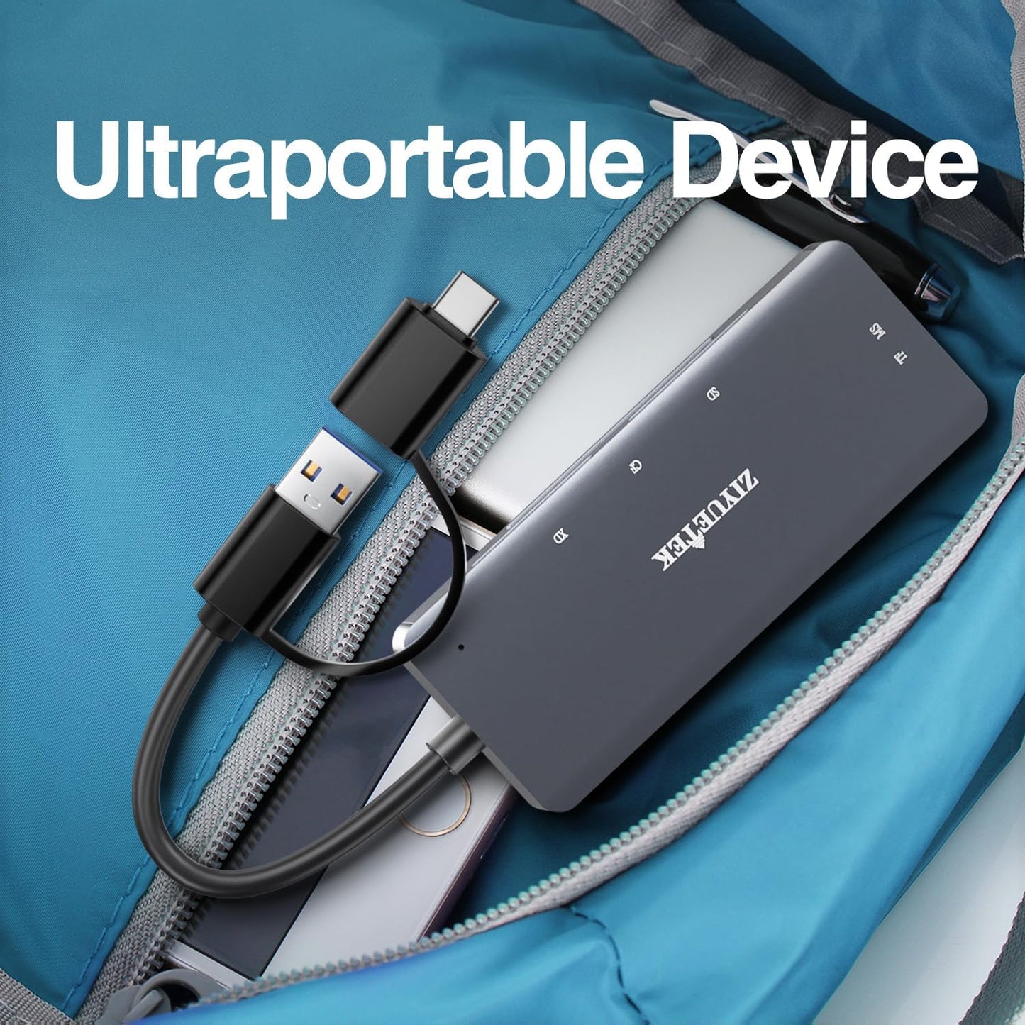 SD Card Reader, Aluminum 5in1 USB USB-C to SD Micro SD MS CF XD Card Reader Adapter Compatible with iPhone 15/16/Pro/Max, MacBook Pro/Air 2023, iPad Pro, iMac, S23, XPS 17, Surface Book 3 and More