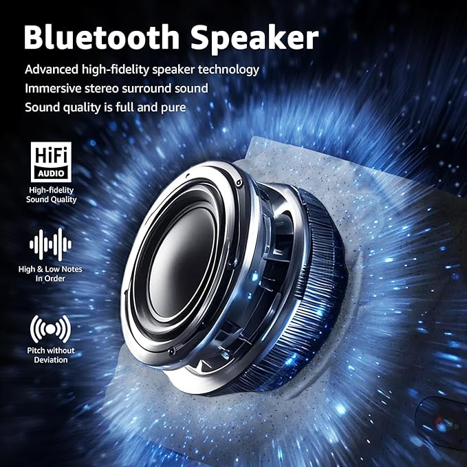 Rock Speakers Outdoor Water-Resistant IP44, Multi-Sync Up to 100 Speakers, Solar-Powered Rock Speaker with Light for Patio Garden Party Pool Deck Yard Outside