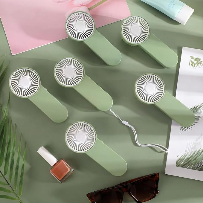 Sumind 6 Pcs Small Personal Portable Fan Mini Handheld Bulk 1 Speed Electric Cute Battery Powered for Neck Lash Makeup Women Men Travel Camping Indoor Outdoor Summer (Sage Green)